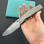 KB KNIVES KB443A Illusion Folding Knife Grey Titanium Handle 3.46‘’Silver Bead Blast Bohler M390 Blade