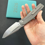 KB KNIVES KB443A Illusion Folding Knife Grey Titanium Handle 3.46‘’Silver Bead Blast Bohler M390 Blade
