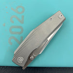 KB KNIVES KB443A Illusion Folding Knife Grey Titanium Handle 3.46‘’Silver Bead Blast Bohler M390 Blade