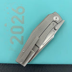 KB KNIVES KB443A Illusion Folding Knife Grey Titanium Handle 3.46‘’Silver Bead Blast Bohler M390 Blade