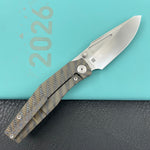 KB KNIVES KB443B Illusion Folding Knife Flame Titanium Handle 3.46‘’Silver Bead Blast Bohler M390 Blade