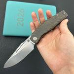 KB KNIVES KB443B Illusion Folding Knife Flame Titanium Handle 3.46‘’Silver Bead Blast Bohler M390 Blade
