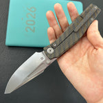KB KNIVES KB443B Illusion Folding Knife Flame Titanium Handle 3.46‘’Silver Bead Blast Bohler M390 Blade