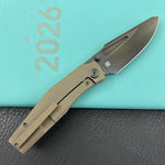 KB KNIVES KB443C Illusion Folding Knife Bronze Ano Titanium Handle 3.46‘’DLC Belt Satin Bohler M390 Blade