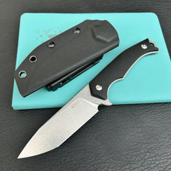 KUBEY KU184E Swordfish Outdoor Gear Fixed Blade Knife Black G10 Handle 4.1" Stonewash AUS-10