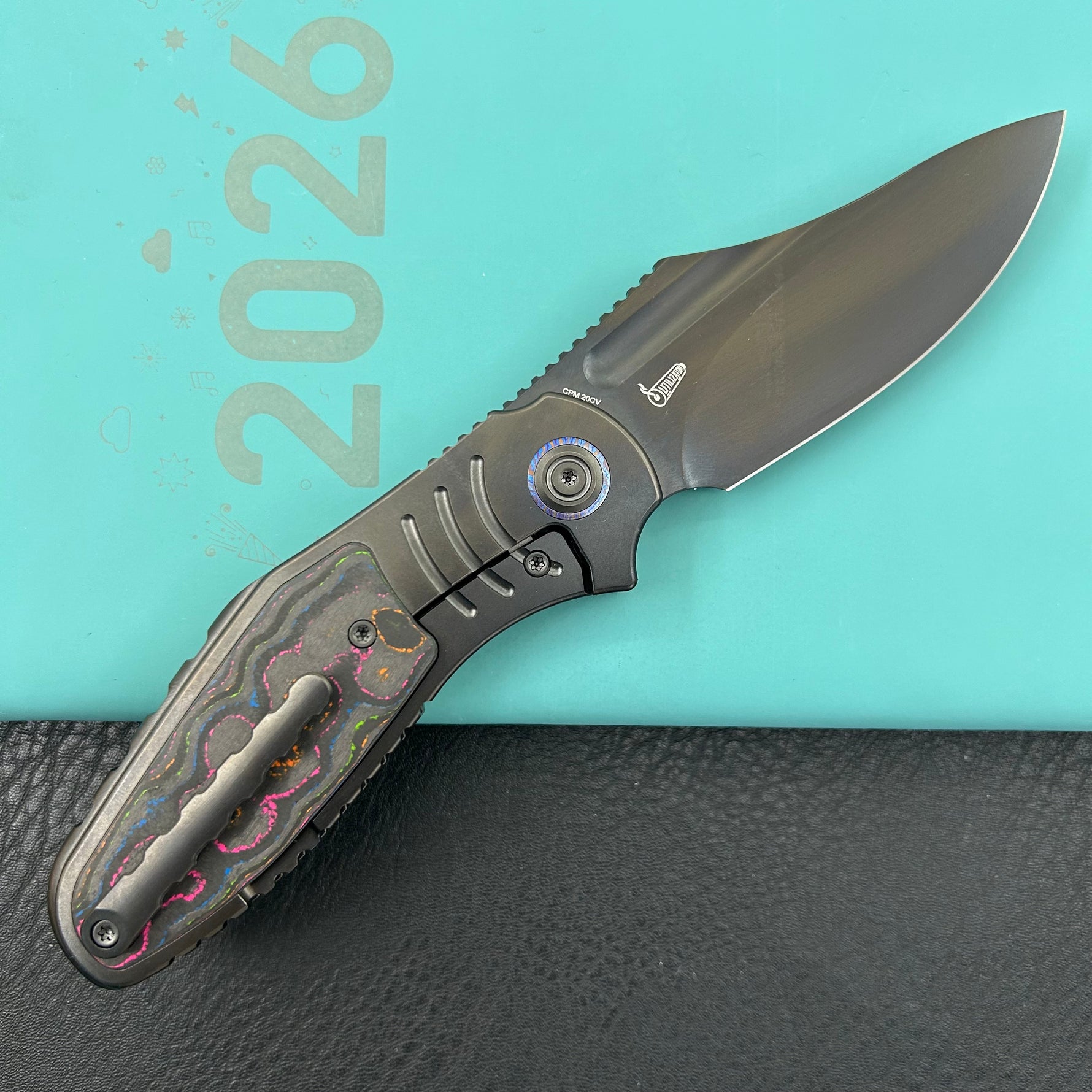 KB KNIVES KB384D Stroller Folding Knife Regular DLC Titanium/CF Inlays Handle 3.35" Regular DLC CPM 20CV Blade