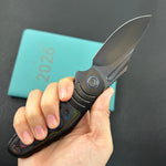 KB KNIVES KB384D Stroller Folding Knife Regular DLC Titanium/CF Inlays Handle 3.35" Regular DLC CPM 20CV Blade