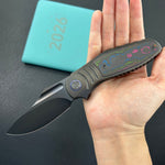 KB KNIVES KB384D Stroller Folding Knife Regular DLC Titanium/CF Inlays Handle 3.35" Regular DLC CPM 20CV Blade