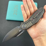 KB KNIVES KB384D Stroller Folding Knife Regular DLC Titanium/CF Inlays Handle 3.35" Regular DLC CPM 20CV Blade