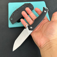 KUBEY KU184E Swordfish Outdoor Gear Fixed Blade Knife Black G10 Handle 4.1" Stonewash AUS-10