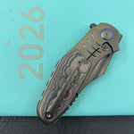 KB KNIVES KB384D Stroller Folding Knife Regular DLC Titanium/CF Inlays Handle 3.35" Regular DLC CPM 20CV Blade