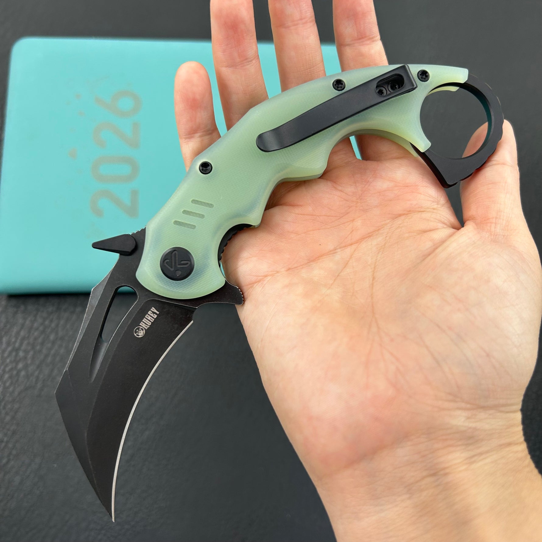 KUBEY  Knife KU262L Mini Wrath Linerlock Black Jade 14C28N Folding Knife