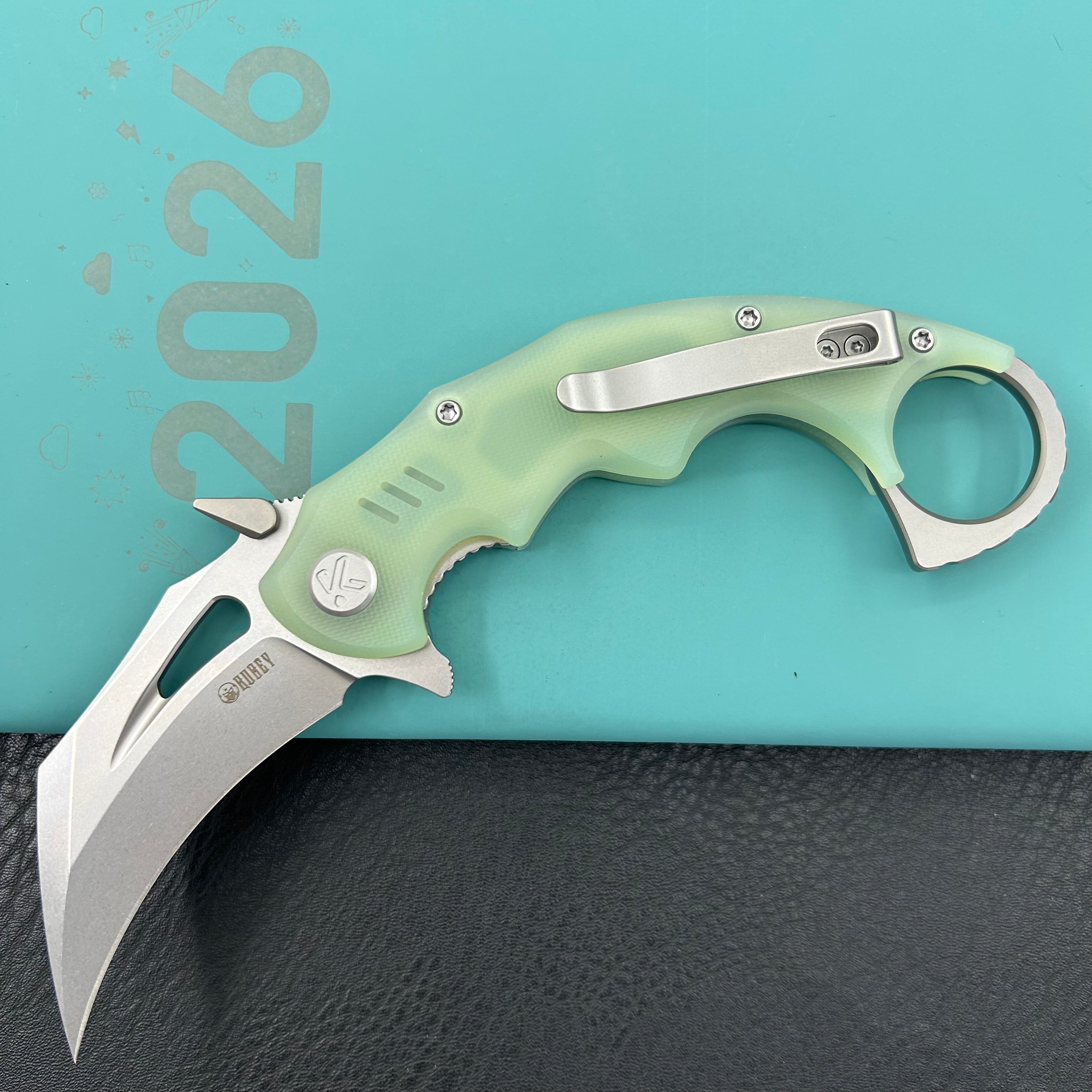 KUBEY  Knife KU262J Mini Wrath Linerlock Jade 14C28N Folding Knife