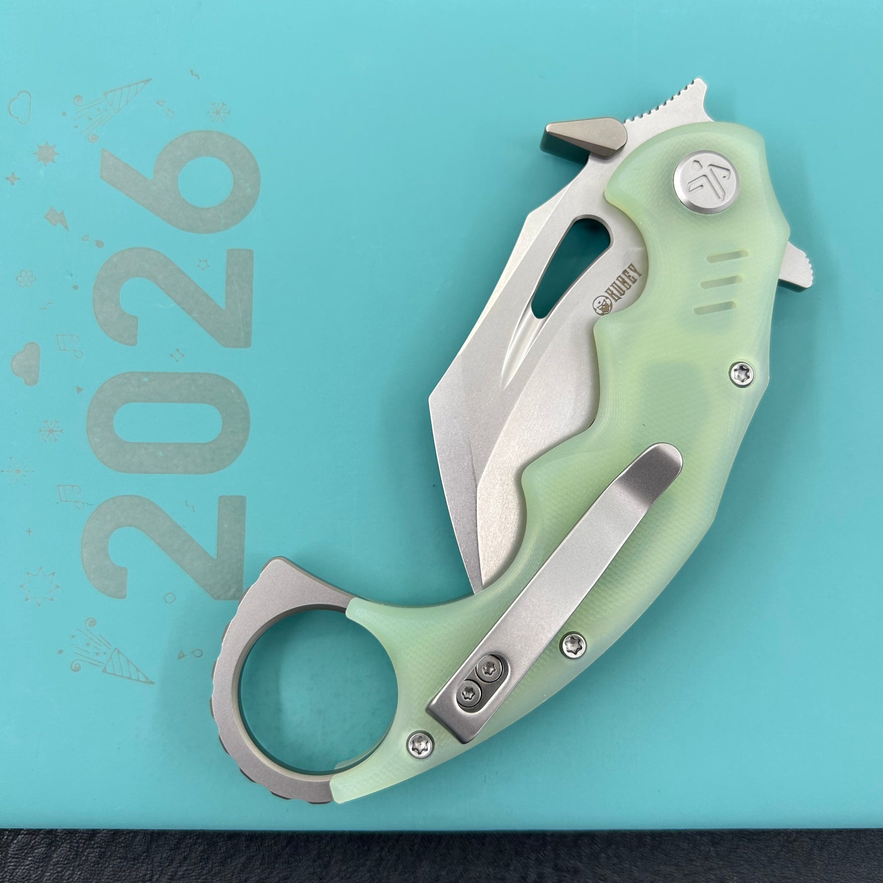 KUBEY  Knife KU262J Mini Wrath Linerlock Jade 14C28N Folding Knife