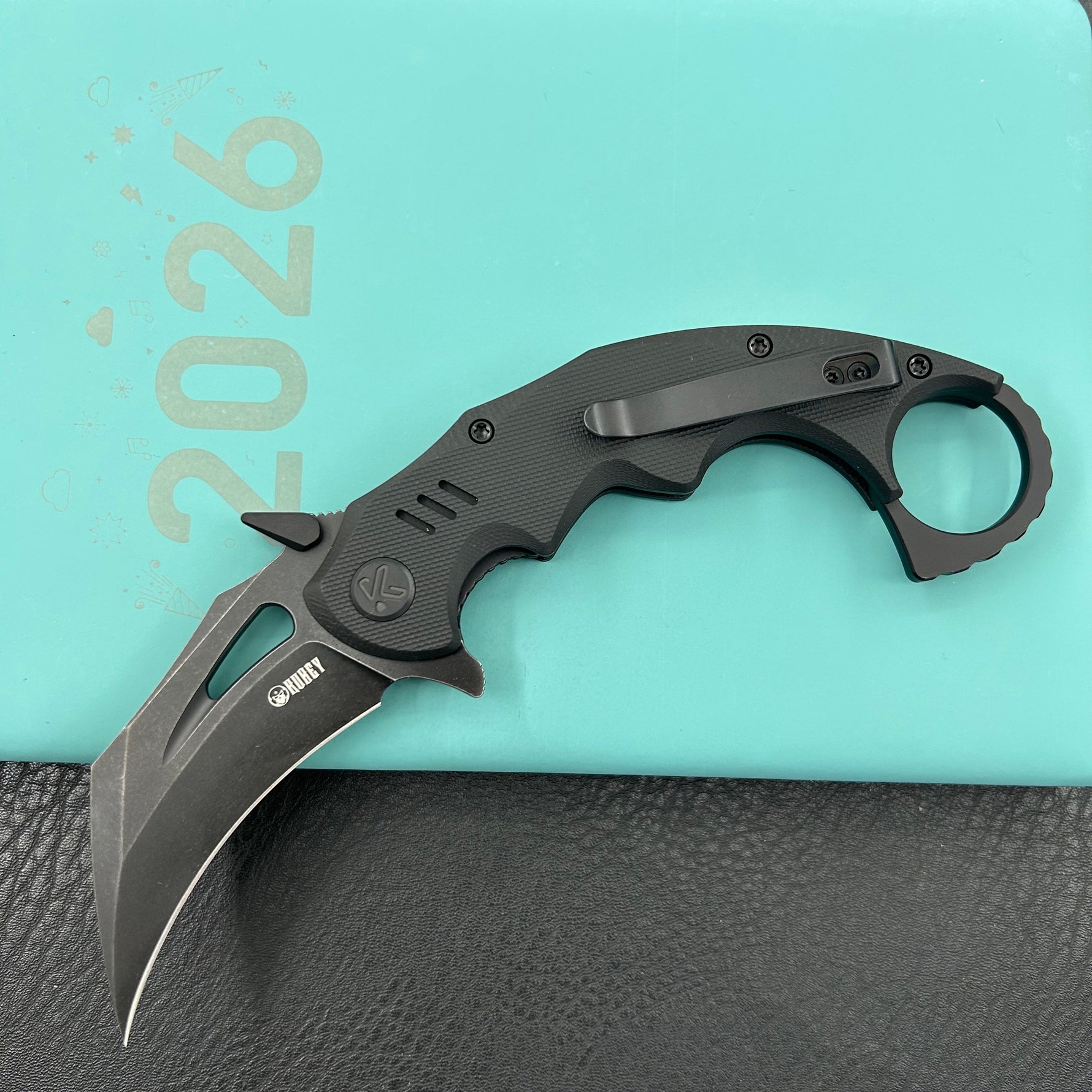 KUBEY  Knife KU262E Mini Wrath Linerlock Blackout 14C28N Folding Knife