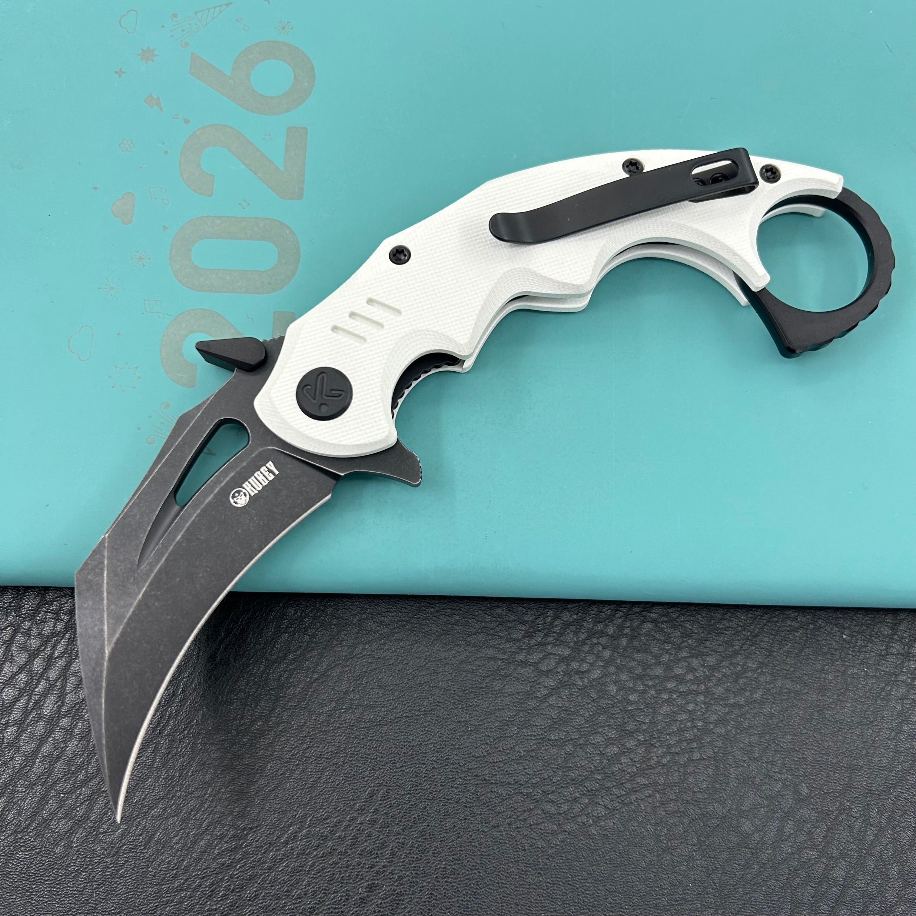 KUBEY  Knife KU262L Mini Wrath Linerlock Black White  14C28N Folding Knife
