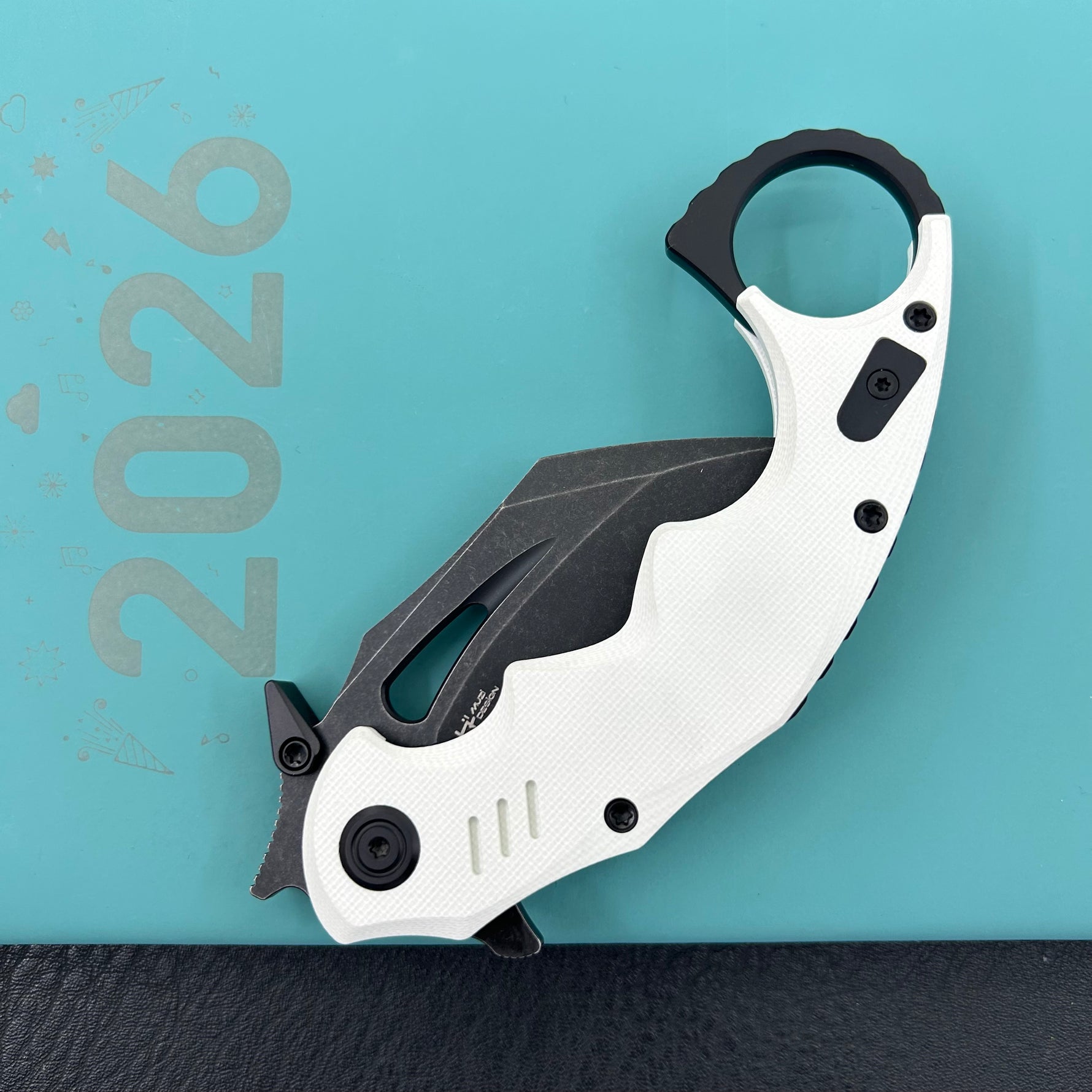 KUBEY  Knife KU262L Mini Wrath Linerlock Black White  14C28N Folding Knife