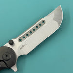KB KNIVES KB436C Predator Folding Knife DLC Titanium with Zircuti  inlay Handle 3.46'' Belt Satin Bohler M390 Blade