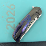 KB KNIVES KB436C Predator Folding Knife DLC Titanium with Zircuti  inlay Handle 3.46'' Belt Satin Bohler M390 Blade