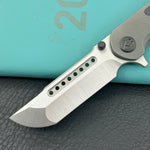 KB KNIVES KB436B Predator Folding Knife Darkwash Titanium with Electric Blue Camo Carbon inlay Handle 3.46'' Belt Satin Bohler M390 Blade