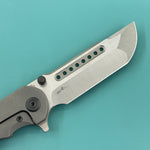 KB KNIVES KB436B Predator Folding Knife Darkwash Titanium with Electric Blue Camo Carbon inlay Handle 3.46'' Belt Satin Bohler M390 Blade