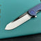 KB Knives KB315C Steelhead Folding Knife Blue Titanium Handle 3.15" Belt Satin M390 Blade