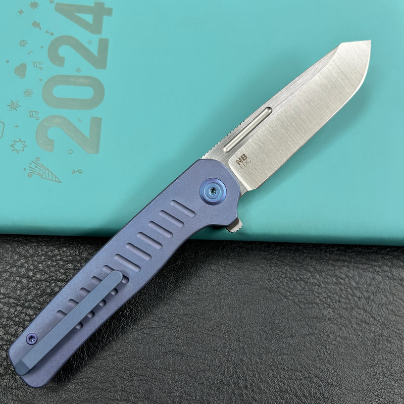 KB Knives KB315C Steelhead Folding Knife Blue Titanium Handle 3.15" Belt Satin M390 Blade