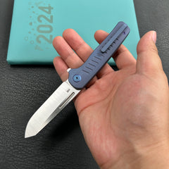 KB Knives KB315C Steelhead Folding Knife Blue Titanium Handle 3.15" Belt Satin M390 Blade