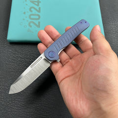 KB Knives KB315C Steelhead Folding Knife Blue Titanium Handle 3.15" Belt Satin M390 Blade