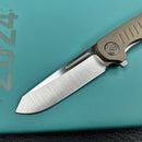 KB Knives KB315D Steelhead Folding Knife Bronze Titanium Handle 3.15" Belt Satin M390 Blade