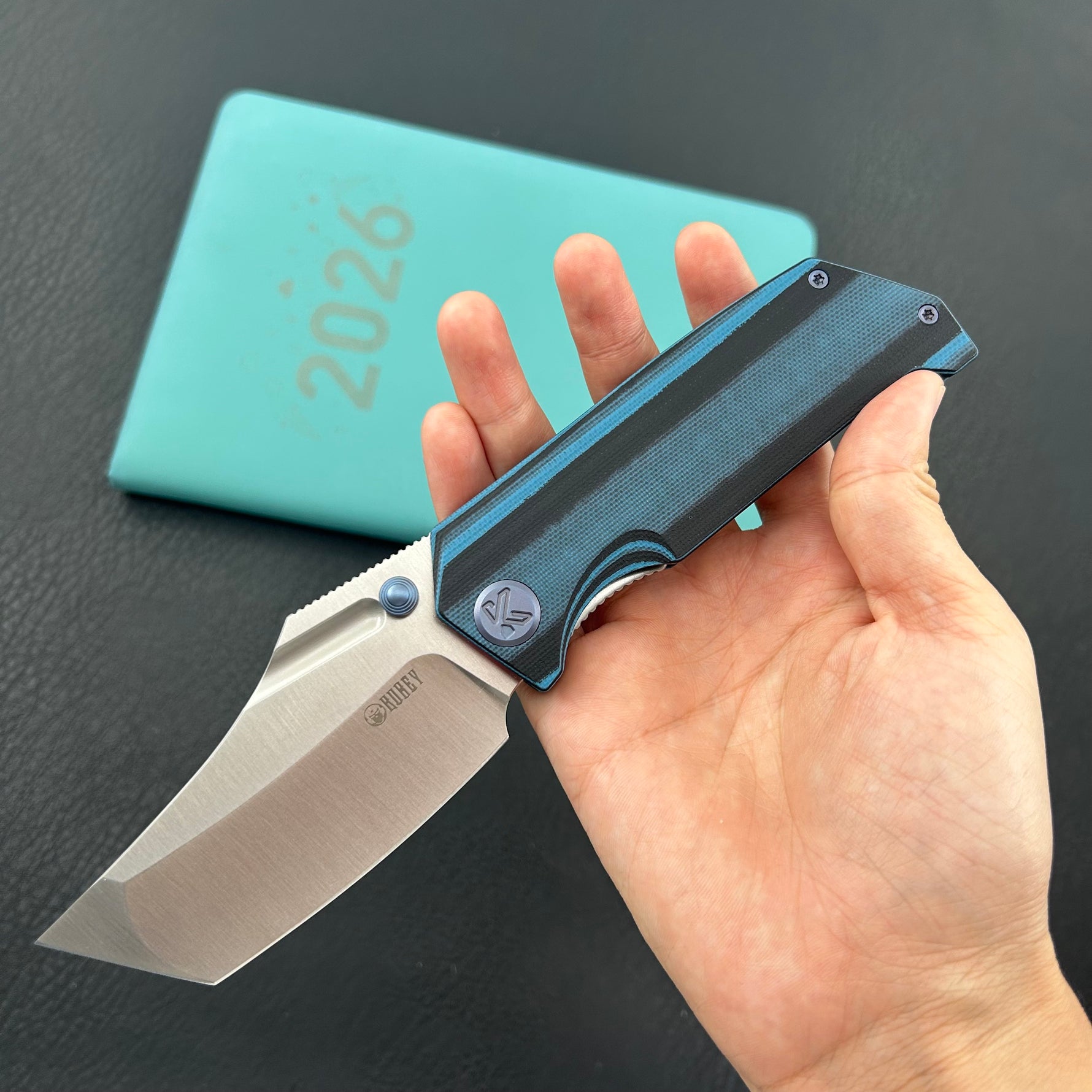 KUBEY Knife KU402G Hamster Linerlock Black/Blue  14C28N Folding Knife