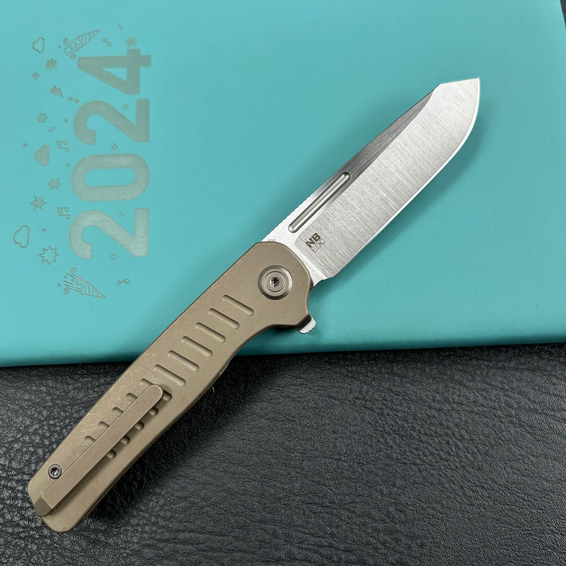 KB Knives KB315D Steelhead Folding Knife Bronze Titanium Handle 3.15" Belt Satin M390 Blade