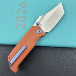 KUBEY Knife KU402F Hamster Linerlock Tan 14C28N Folding Knife