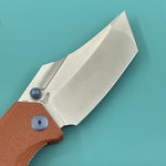 KUBEY Knife KU402F Hamster Linerlock Tan 14C28N Folding Knife