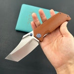 KUBEY Knife KU402F Hamster Linerlock Tan 14C28N Folding Knife