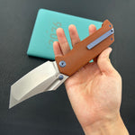 KUBEY Knife KU402F Hamster Linerlock Tan 14C28N Folding Knife