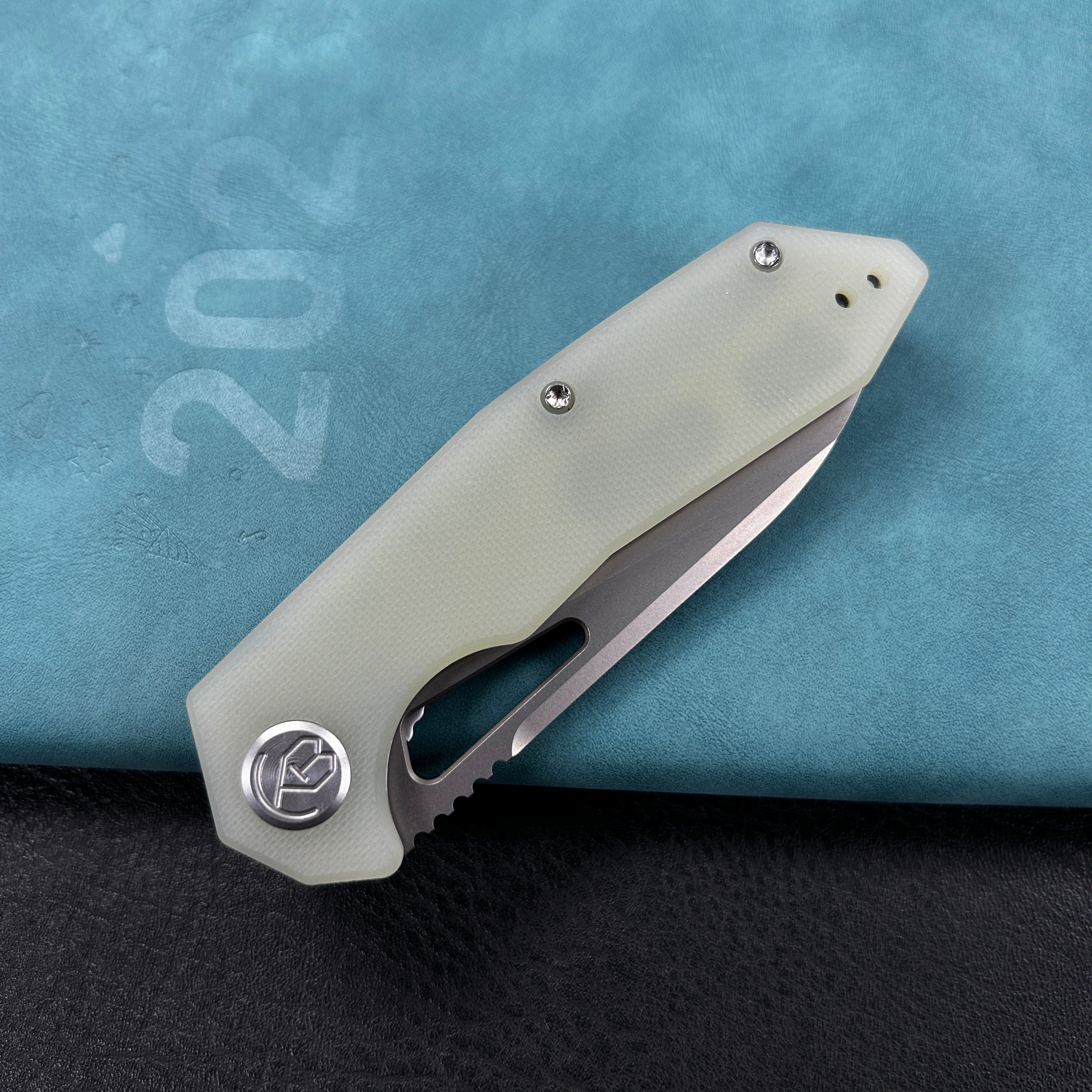 KUBEY KU291M Vagrant Liner Lock Folding Knife Jade G10 Handle  3.1" Sandblast  14C28N