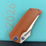 KUBEY Knife KU402F Hamster Linerlock Tan 14C28N Folding Knife