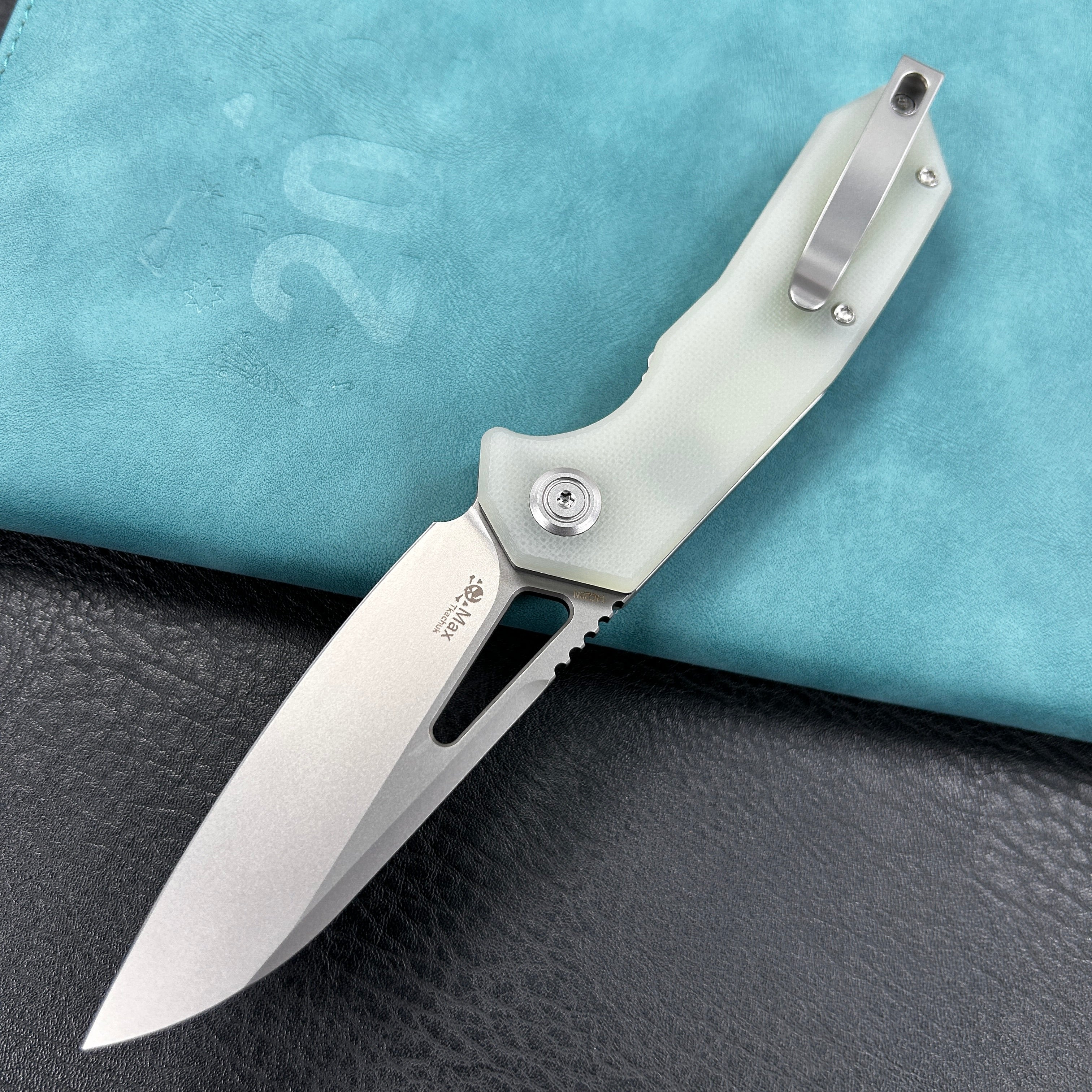 KUBEY KU291M Vagrant Liner Lock Folding Knife Jade G10 Handle  3.1" Sandblast  14C28N