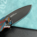 KUBEY KU319F  Mikkel Willumsen Design Bravo one Drop Point Outdoor Folding Camping Knife Damascus Pattern Colorful G10 Handle 3.39" Blackwash AUS-10