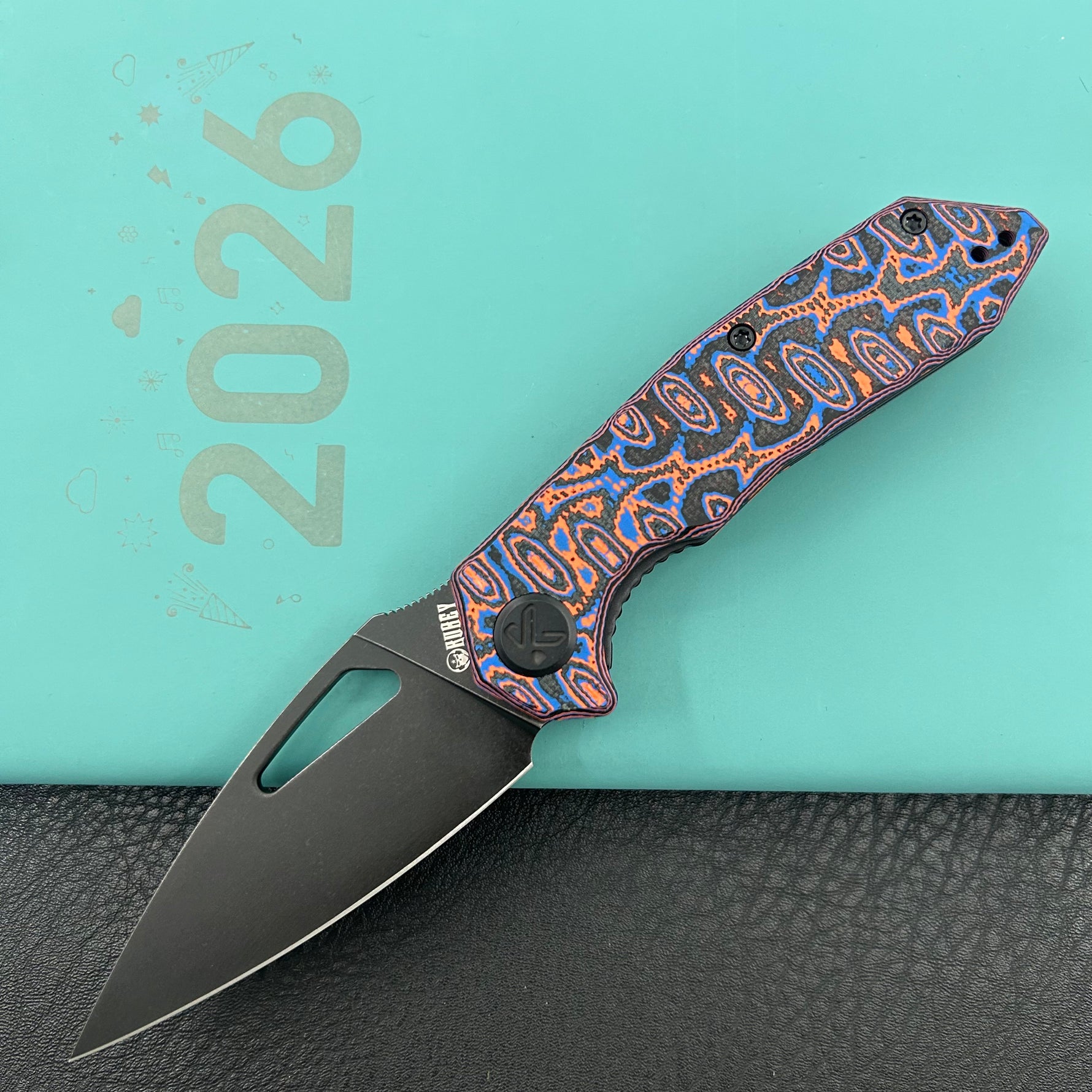 KUBEY Knife KU122 Coeus Linerlock Black Nebula Micarta  14C28N Folding Knife