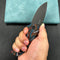 KUBEY KU319F  Mikkel Willumsen Design Bravo one Drop Point Outdoor Folding Camping Knife Damascus Pattern Colorful G10 Handle 3.39" Blackwash AUS-10