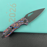 KUBEY Knife KU122 Coeus Linerlock Black Nebula Micarta  14C28N Folding Knife