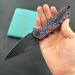 KUBEY Knife KU122 Coeus Linerlock Black Nebula Micarta  14C28N Folding Knife