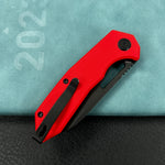 KUBEY knife KU291K Vagrant Liner Lock Folding Knife Red G10 Handle  3.1" Blackwashed  14C28N