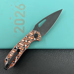 KUBEY Knife KU122 Coeus Linerlock Orange Nebula Micarta  14C28N Folding Knife