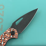 KUBEY Knife KU122 Coeus Linerlock Orange Nebula Micarta  14C28N Folding Knife