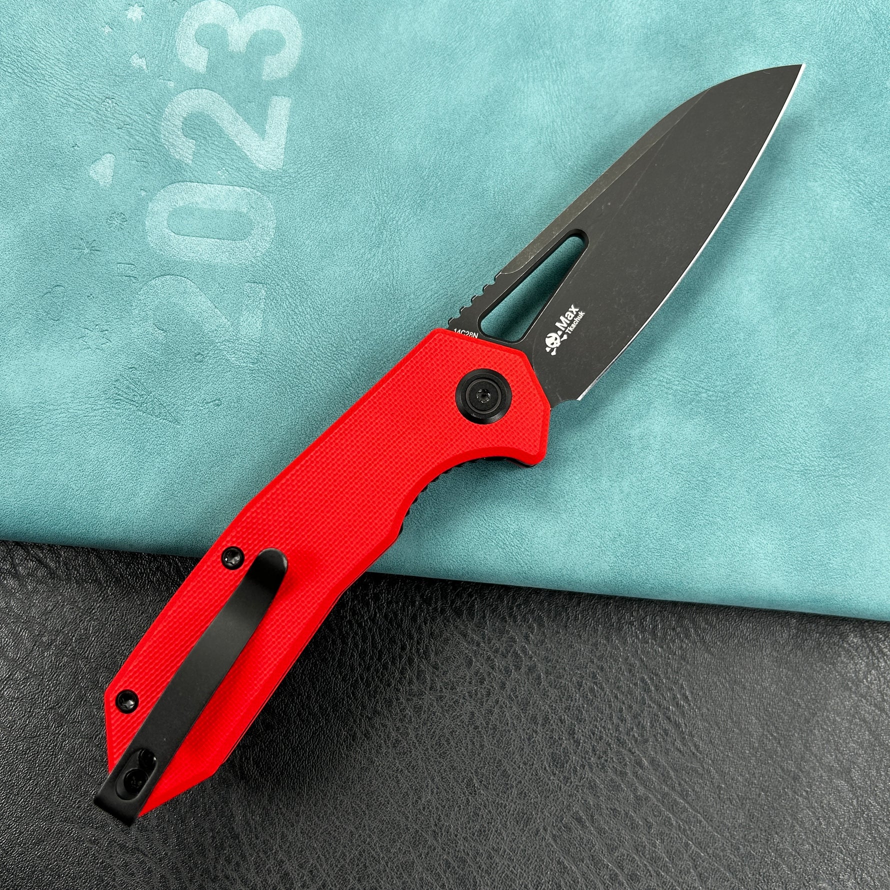 KUBEY knife KU291K Vagrant Liner Lock Folding Knife Red G10 Handle  3.1" Blackwashed  14C28N