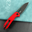 KUBEY KU291K Vagrant Liner Lock Folding Knife Red G10 Handle  3.1" Blackwashed  14C28N