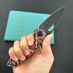 KUBEY Knife KU122 Coeus Linerlock Orange Nebula Micarta  14C28N Folding Knife